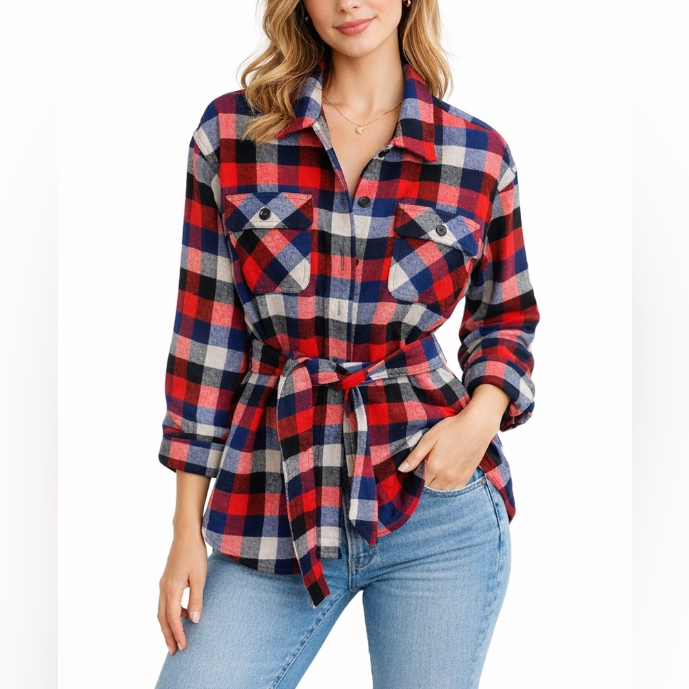 Ralph Lauren Black Label Red and Blue Plaid Wool Blazer